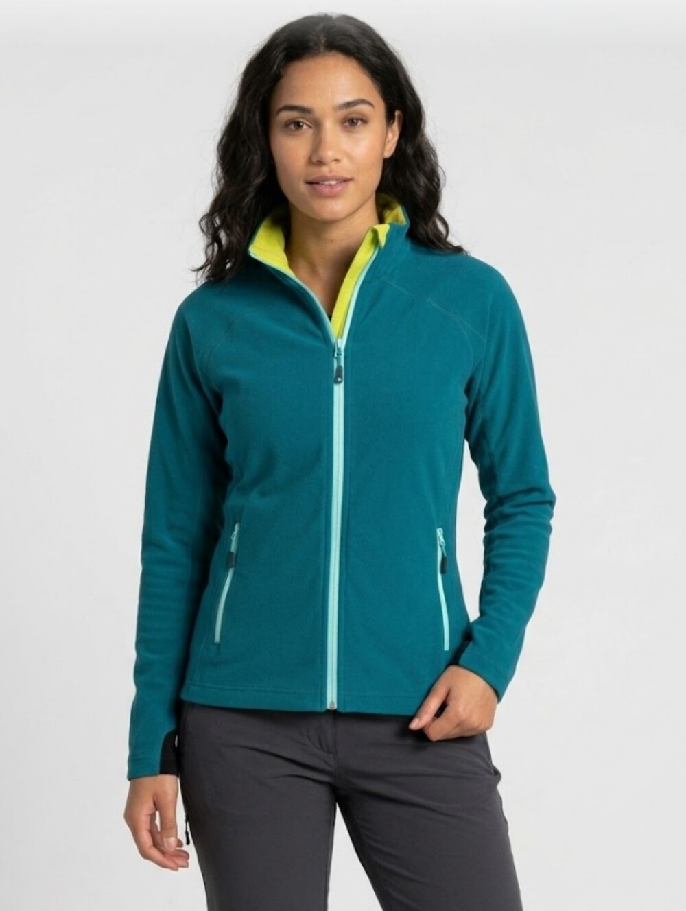 Stoic Womens Softshell Gorpcore Teal Fleece-lined Technical Performance Jacket